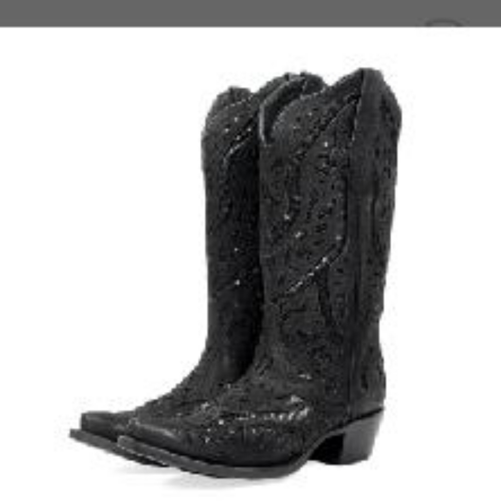 J.B.Dillon womens glitter/leather western boots